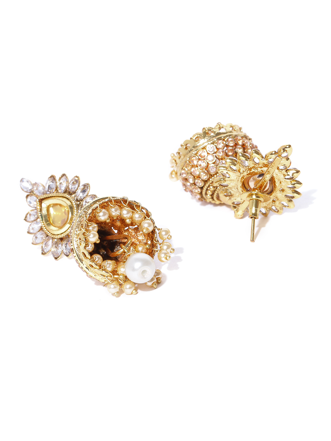 YouBella Gold-Toned Dome Shaped Jhumkas